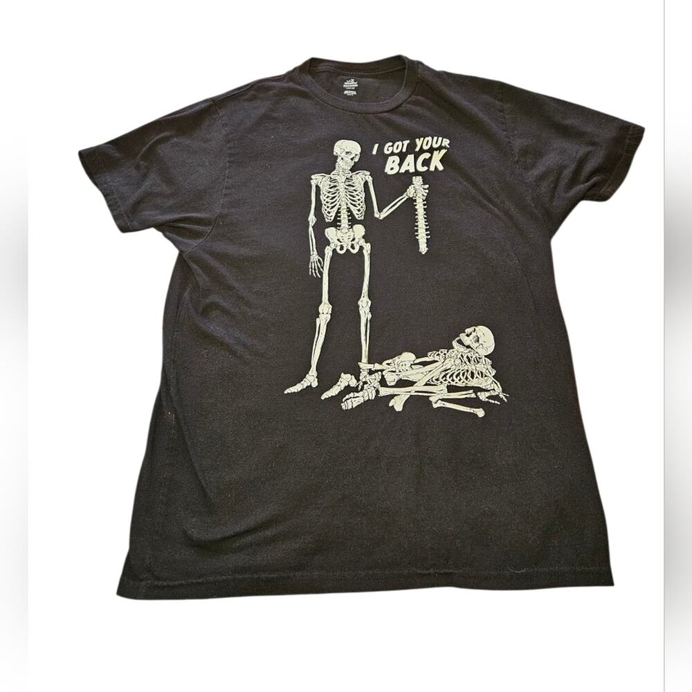 Large Mens Black Skeleton Graphic T-Shirt